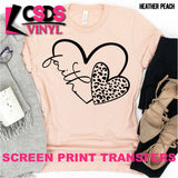 Screen Print Transfer - Faith Leopard Heart - Black