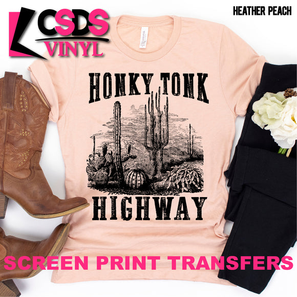 Screen Print Transfer - Honky Tonk Highway - Black
