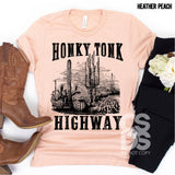 Screen Print Transfer - Honky Tonk Highway - Black