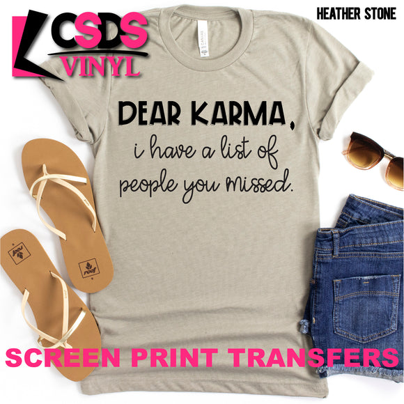 Screen Print Transfer - Dear Karma - Black