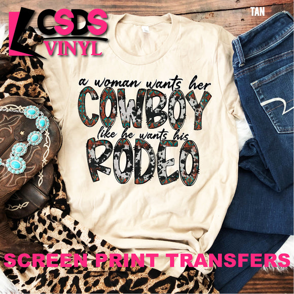 Screen Print Transfer - Cowboy Rodeo - Full Color *HIGH HEAT*