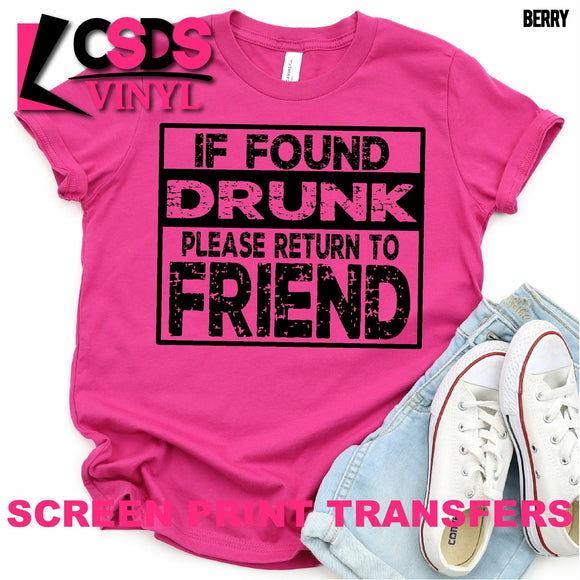 Screen Print Transfer - If Found Drunk - Black