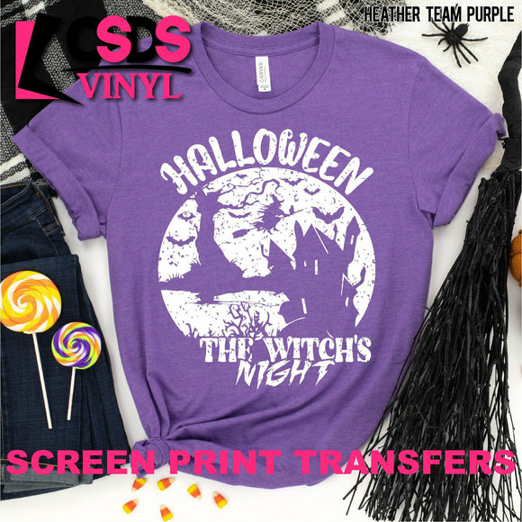 Screen Print Transfer - Halloween The Witch's Night - White