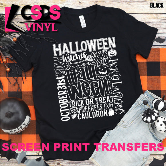 Screen Print Transfer - Halloween Typography YOUTH - White