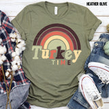 Screen Print Transfer - Retro Turkey Time - Full Color *HIGH HEAT*
