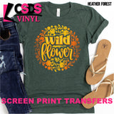 Screen Print Transfer - Wild Flower - Full Color *HIGH HEAT*
