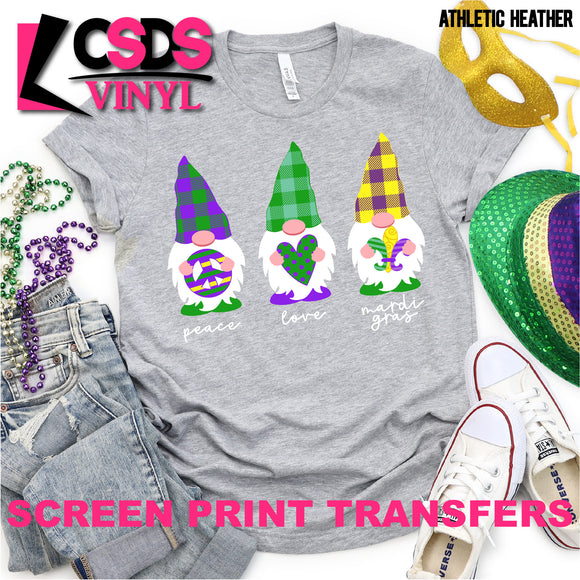 Screen Print Transfer - Mardi Gras Gnomes - Full Color *HIGH HEAT*