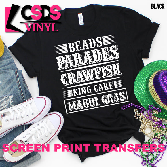 Screen Print Transfer - Beads Parades Crawfish - White