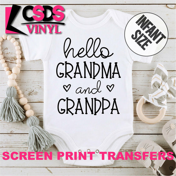 Screen Print Transfer - Hello Grandma and Grandpa INFANT - Black