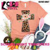 Screen Print Transfer - Leopard Cross - Full Color *HIGH HEAT*