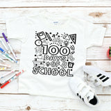 Screen Print Transfer - 100 Days of School Page YOUTH - Black