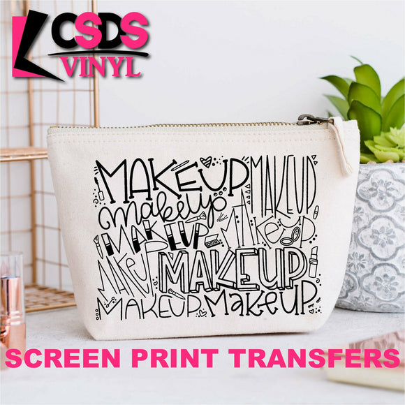 Screen Print Transfer - Makeup Typography COSMETIC BAG - Black