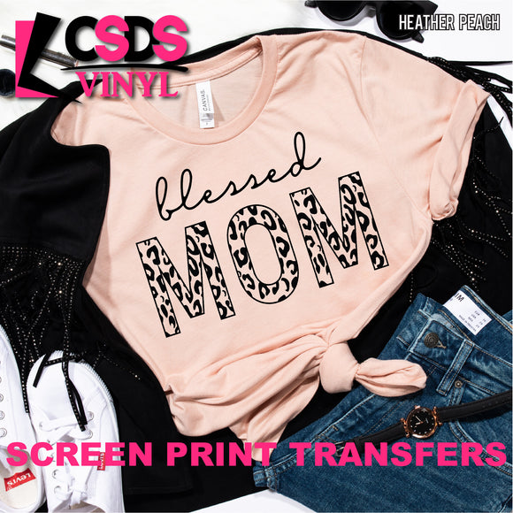 Screen Print Transfer - Blessed Mom Leopard - Black