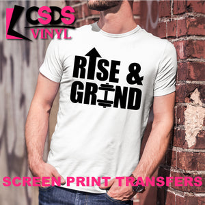 Screen Print Transfer - Rise & Grind - Black