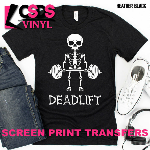 Screen Print Transfer - Deadlift Skeleton - White