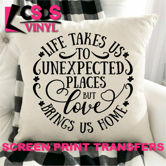 Screen Print Transfer - Love Brings Us Home PILLOW/HOME DECOR - Black DISCONTINUED