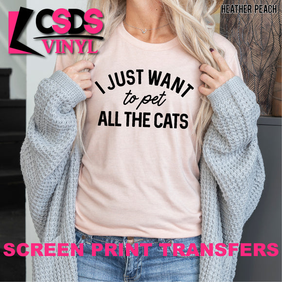 Screen Print Transfer - Pet All the Cats - Black