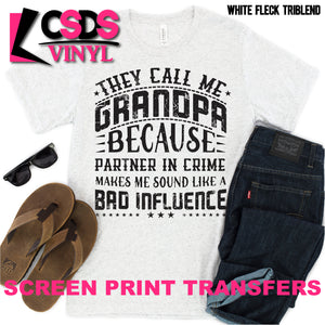 Screen Print Transfer - Partner in Crime Grandpa - Black