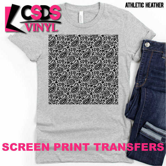 Screen Print Transfer - 12x12 Paisley PATTERN SHEET - Black DISCONTINUED
