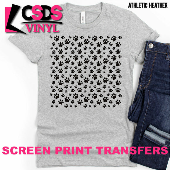 Screen Print Transfer - 12x12 Paw Print PATTERN SHEET - Black