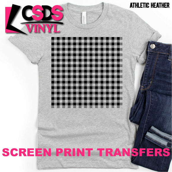 Screen Print Transfer - 12x12 Buffalo Plaid PATTERN SHEET - Black