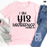Screen Print Transfer - I am His Masterpiece YOUTH - Black