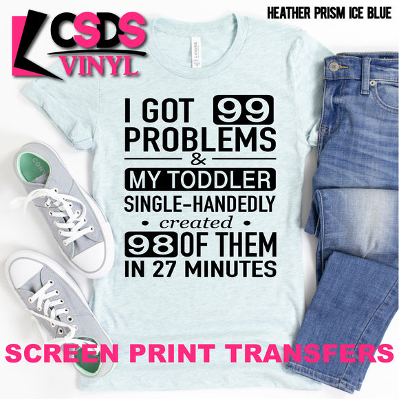 Screen Print Transfer - My Toddler Single-Handedly - Black