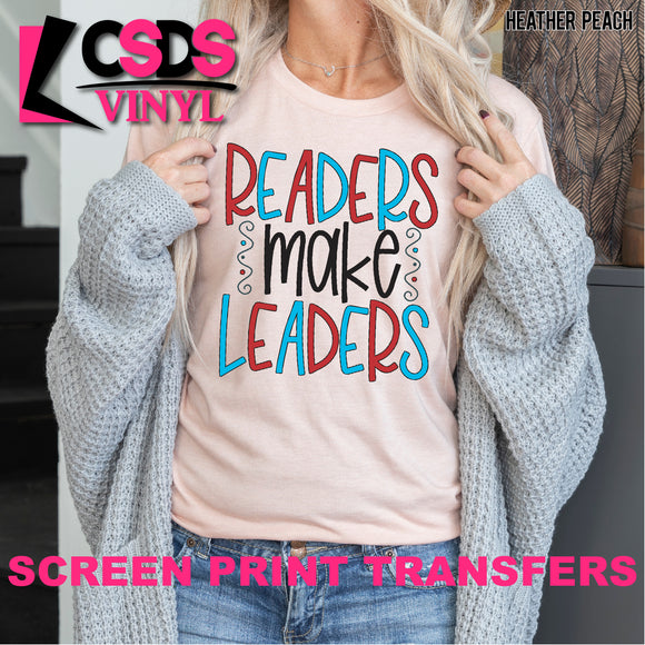 Screen Print Transfer - Readers Make Leaders - Full Color *HIGH HEAT*