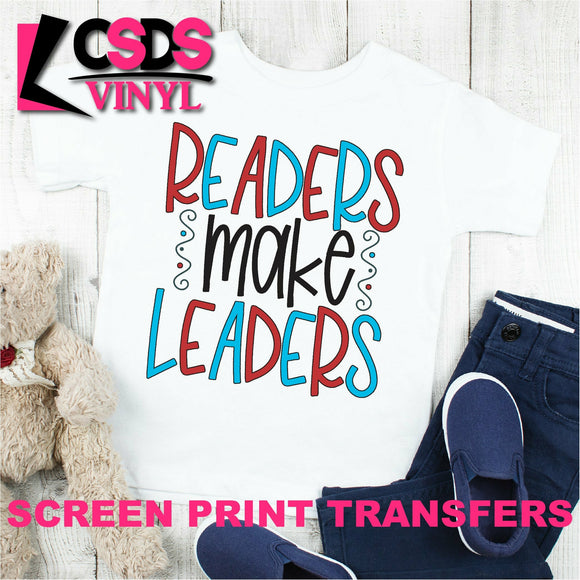 Screen Print Transfer - Readers Make Leaders YOUTH - Full Color *HIGH HEAT*