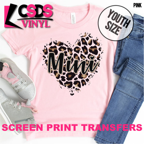 Screen Print Transfer - Mini Leopard Heart YOUTH - Full Color *HIGH HEAT*
