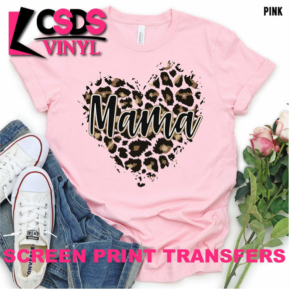 Screen Print Transfer - Mama Leopard Heart - Full Color *HIGH HEAT*