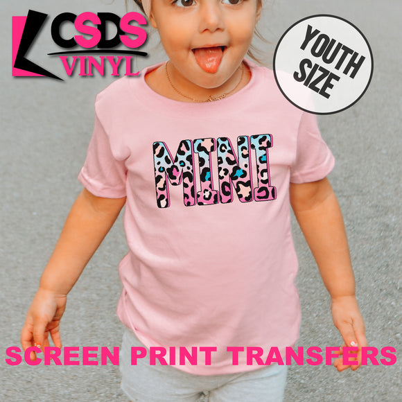 Screen Print Transfer - Pink & Blue Leopard Mini YOUTH - Full Color *HIGH HEAT*
