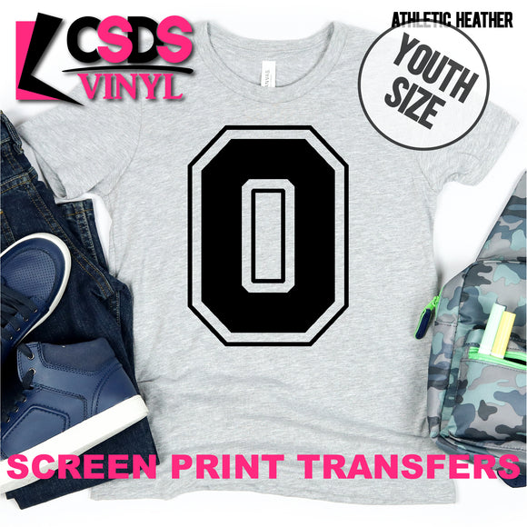 Screen Print Transfer - Varsity Letter 0 YOUTH - Black