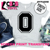 Screen Print Transfer - Varsity Letter 0 YOUTH - Black
