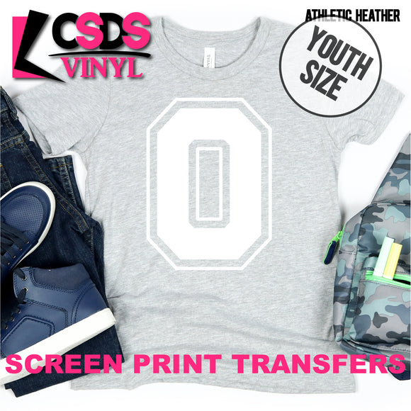 Screen Print Transfer - Varsity Letter 0 YOUTH - White