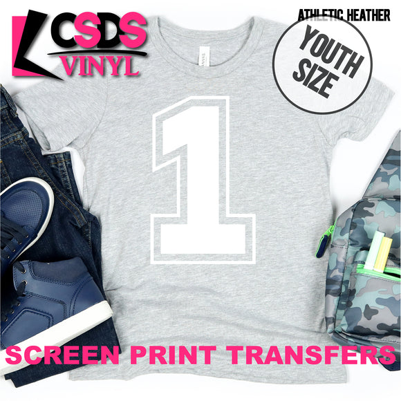Screen Print Transfer - Varsity Letter 1 YOUTH - White
