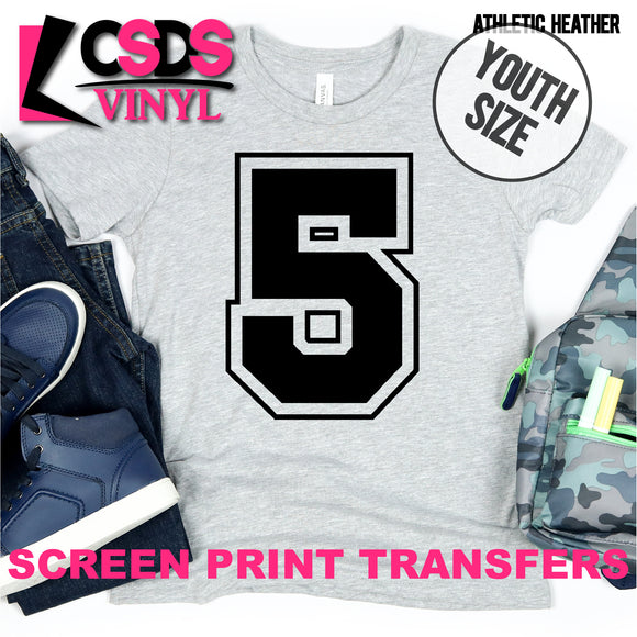 Screen Print Transfer - Varsity Letter 5 YOUTH - Black
