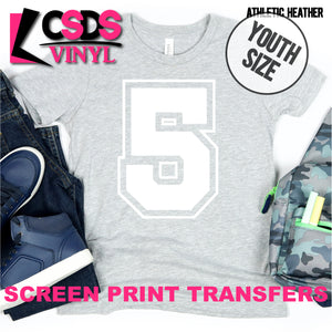 Screen Print Transfer - Varsity Letter 5 YOUTH - White