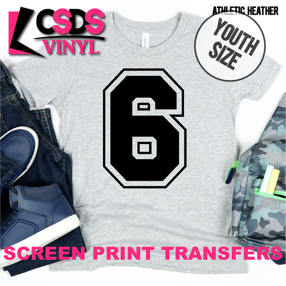 Screen Print Transfer - Varsity Letter 6 YOUTH - Black