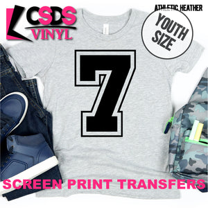 Screen Print Transfer - Varsity Letter 7 YOUTH - Black
