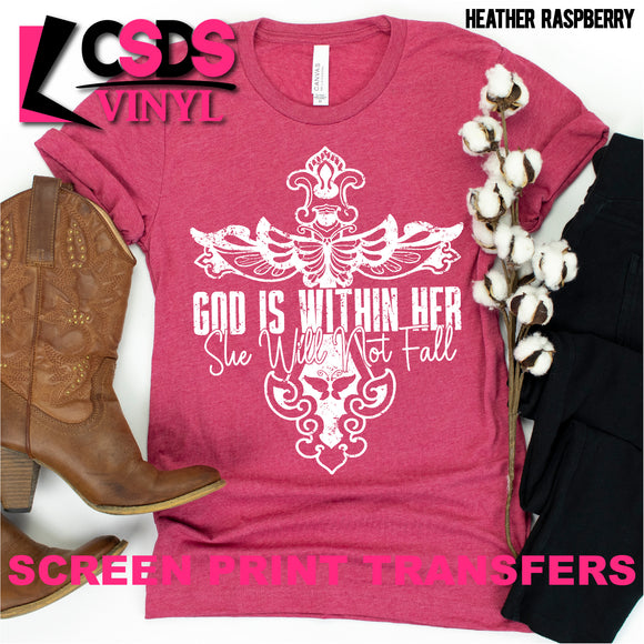 Screen Print Transfer - God is Within Her - White