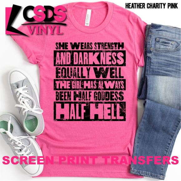 Screen Print Transfer - Half Godess Half Hell - Black