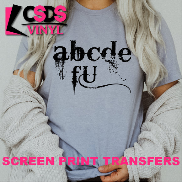 Screen Print Transfer - A B C D E F U - Black