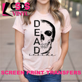 Screen Print Transfer - Dead Inside Half Skull - Black