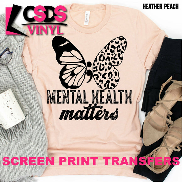 Screen Print Transfer - Mental Health Matters Butterfly - Black
