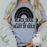 Screen Print Transfer - Black Soul and a Heart of Gold - Black