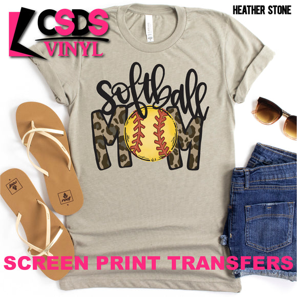 Screen Print Transfer - Softball Mom Leopard - Full Color *HIGH HEAT*