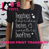 Screen Print Transfer - Leggings Hayrides Leaves - White