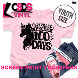 Screen Print Transfer - I Sparkled Through 100 Days YOUTH - Black