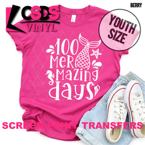 Screen Print Transfer - 100 Mer Mazing Days YOUTH - White